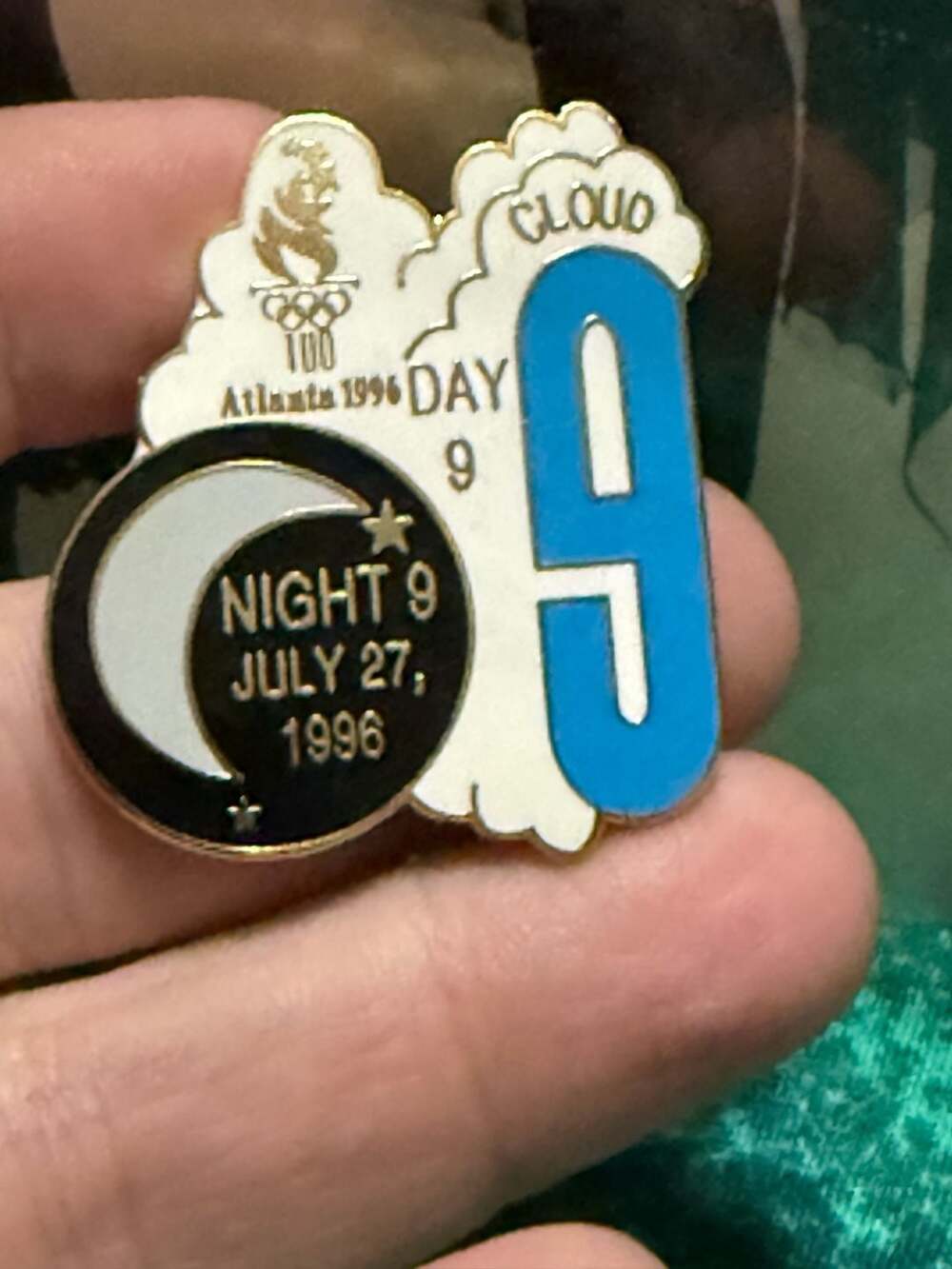Atlanta 1996 Olympic Games Cloud 9 Day 9 Night 9 July 27 1996 Collectible Pin
